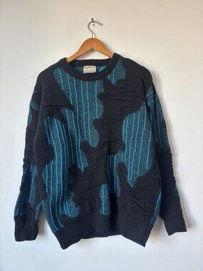 Kalaroo Australian Wool Sweater Black & Blue Small S Coogi